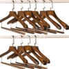 POJGVU Natural Wooden Suit Hangers - Contoured Design with Locking Bar for Sturdy Coat and Clothes Organization,Size_name-43 * 4cm