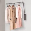 POJGVU Pull-Down Coat Hanger Rack with Buffer System, Adjustable Width for Space-Saving Closet Organization, Soft Return Design Supports Up to 30Kg,Size_Name-(670-900mm) x840mm