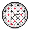 Poker Clubs Spades Diamonds Wall Clock 9 Inch Decorative Battery Operated Silent Round for Badroom Livingroom