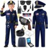 Police Costume for Kids, Halloween Police Officer Costume for Boys Age 3-12