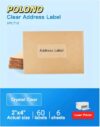 POLONO 2" x 4" Clear Address Labels, Shipping Address Labels for Laser Printers, Compatible with 8663, 5663, 6522, 18663, Waterproof Label, Easy to Peel (60 Labels, 6 Sheets), APLT10