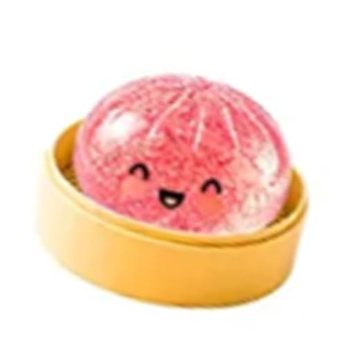 Pomya Steamed Bun Squeeze Ball Slow Rising Sensory Item Soft TPR Design, Soft TPR Steamed Bun Squeeze Ball with Slow Rising Texture and Cute Design for Desk, Classroom and Party use. (Glitter Pink)