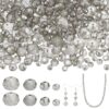 PONABEADIY 1 Box 800pcs 4 Styles Light Grey Electroplate Faceted Glass Beads Transparent Rondelle Clear Crystal Loose Spacer Beads Charm Bulk for Jewelry Making Necklaces Bracelets DIY Craft Supply