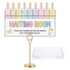 Poola Voidra 12 Pcs Pastel Teacher Classroom Management Tools Management Waiting Room Sign with Wooden Number Clips Pastel Poster Take a Number Classroom Poster for Back to School Student