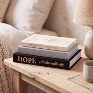 Poola Voidra 3 Pcs Decorative Books for Home Decor Inspirational Fake Book for Coffee Table Mantel Shelf Decor Faux Books for Modern Home Decoration with Hidden Storage Decorative Photo Keepsake Box