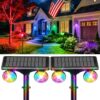 POOWUUDT Dual Head Solar Spot Lights Outdoor Waterproof, 9 Modes RGB Color Changing Solar Tree Spotlight, IP68 Landscape Lighting Solar Uplights for Garden Yard Halloween Christmas Decorations(2pack)