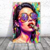 Pop Art Woman Canvas Print Colorful Graffiti Street Wall Decor