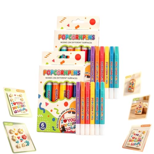 Popcorn Pens, 3D Puffy Art Markers, 6 Colors Bubble Drawing Pens, 2 sets