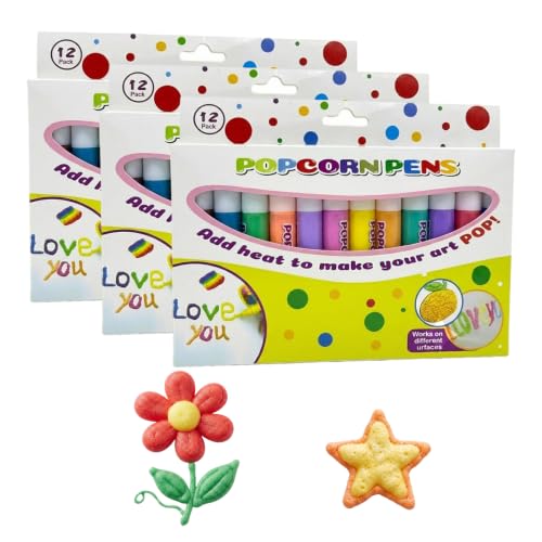 Popcorn Pens Magic Puffy Heat Activated Bubble Markers 12 Colors