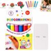 Popcorn Pens, Puffy 3D Magic Foam Texture Painting Set, 6 Colors DIY Bubble Popcorn Drawing Pen | Creative 3D Bubble Pens, Bubbles Art Markers for Greeting Birthday Cards Kids Christmas，1 Box