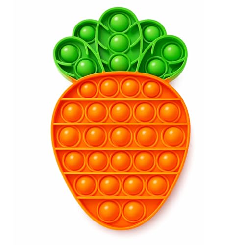POP Fidget Toys Finger Push Bubble Fidget Sensory Toy Stress Anxiety Relief Simple Dimple Autism Special Squeeze Fun Silicone Gifts for Adult Kids (1, Carrot)