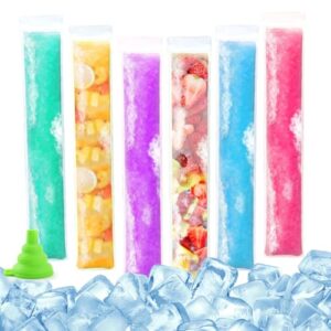 Popsicle Bags 160Pcs Ice Pop Bags Popsicle Mold Bag Disposable Popsicles Bag 8x2" Sealable Plastic Freezer Tubes with Zip Seal and Funnel for Ice Pops Yogurt Tube Juice Fruit Smoothies DIY Snacks