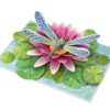 POPWOW Dragonfly Pop Up Cards, Water Lily, Leaf, 3D Greeting Cards, Gift for Birthday, Mothers Day, Valentines Day, Mom, Wife, Girlfriend, Sister, Daughter, 5x7 - Includes Envelope And Message Note