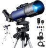 Portable Astronomy Monocular Telescope with Adjustable Phone Tripod Adapter with 4 Moon Filters, Refractor Telescope for Kids and Adults Beginners, Ideal Gift for