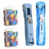 Portable Binder Clip Stapler- Includes 58 Reusable Clips Reusable Portable Paper Clam Clip Dispenser Push Binder Clips for Desktop Document Home School Desk