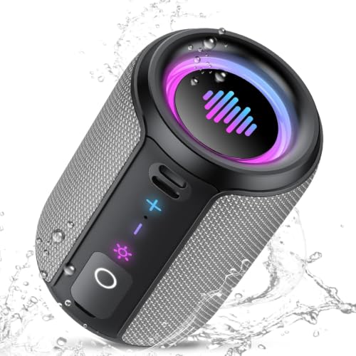 Portable Bluetooth Speaker with Lights, Bluetooth 5.4 Speaker, Powerful Crystal Clear Sound,All Day Playtime,15W Loud Stereo Sound,TWS pairing for Outdoor/Home/Party/Travel,IPX7 Waterproof,Gift Ideas