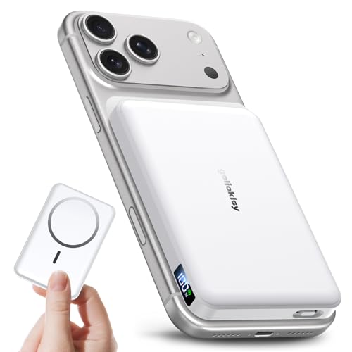 Portable Charger, Power Bank, 10000mAh Wireless Magnetic with Type-C 20W PD Fast Charging, LED Display for Magsafe Battery Pack,Wireless Portable Charger for iPhone 17/16/15/14 all Series, White