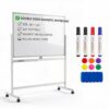 Portable Double-Sided Magnetic Whiteboard 48x36 on Wheels with Stand Easel