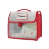 Portable File Storage Bag Clear Label Window Handheld Book Bag 31x5.5x23cm Transparent File Case for Students Teacher Portable Document Document Organizer Box with Handle