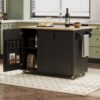 Portable Island for Kitchen with Drop Leaf Countertop Internal Storage Rack, Rolling Kitchen Island Cart with Wheels Towel Rack， for Kitchen, Dining Room, Black