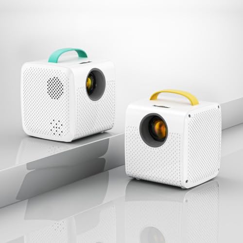 Portable Mini Projector Q5 - HD 480p LED Home Theater Video Projector with Built-in Speaker, Carrying Handle, HDMI, USB, 3.5mm Audio, Wired Screen Mirroring for Smartphone, TV Stick, Movies & Gaming