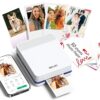 Portable Photo Printer, PP03 Color Mini Instant Photo Printer, White, with 50 Sheets of Photo Paper, Wireless Printing, for Party, Family, Travel, and DIY