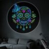 Portable Projector Lamp USB Powered Featuring Sugar Skull Butterfly Floral Heart Star Ornamental Patterns for Home Wall Display