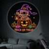Portable Projector Lamp USB Powered Halloween Mummy Holding Pumpkin Lantern with Bat Star Candy and Trick or Treat Theme
