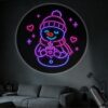 Portable Projector Lamp USB Powered Snowman Neon Art with Hearts Stars Steam Cup for Festive Winter Ambiance