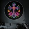Portable Projector Lamp USB Powered Unique Cross with Butterfly Stars and Dots Ornamental Patterns for Home Visual Enhancement and Style