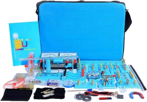 Portable Schoolbag Style Electromagnetic Experiment Kit Physics Circuit Magnetism Exploration Set Multi-Functional Electromagnetism Lab Apparatus with Ammeter Coil and Electros