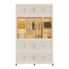 Portable Wardrobe Closet, 17 Cube Storage Organizer with Hanging Rod, White