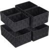 Posprica Woven Storage Baskets for Organizing 6 Pack, Large&Small Storage Cube Bins Set for Bathroom, Storage Boxes Container for Drawer, Closet, Shelf, Dresser, Black