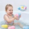 PotBrti Sensory Bath Toys for Toddlers, 3 Pack Bathtub Pool Floating Water Toys, Water Table Flower Watering Squeeze Toys, Soft Textured Bath Toys, Stocking Stuffers Gifts, Toddler Gifts