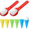 Potchen 8 Pack Plastic Ice Cream Cones Cups and Scoop Set, Beach Sand Toys for Kids, Summer Sandbox Ice Cream Mold Set for Sensory Table, Outdoor Play Backyard Seaside Activities (Vibrant Color)
