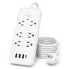 Power Strip Surge Protector with 6 AC Outlets, 3 USB Ports & 1 USB-C, 4FT Extension Cord,White