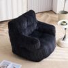 Pre-Filled Tufted Bean Bag Chair with Memory Foam, Cozy Lounge Seat (Black)