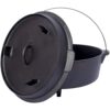 Pre-Seasoned Cast Iron Dutch Oven with Reversible Skillet Lid for Campfire Cooking, Outdoor Baking, Stovetop and Oven Use