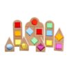 predolo 40 Pieces Wooden Building Blocks with Acrylic Colorful Building Blocks with Acrylic Openings Educational Toy for Daycare