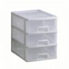 predolo Desktop Drawer Organizer Stacked Design Office Supply Drawer Organizer Rectangular Shape Workspace Storage for Home Desk, 3-Layer White Frame With White Transparent Drawers