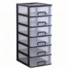 predolo Desktop Drawer Organizer Stacked Design Office Supply Drawer Organizer Rectangular Shape Workspace Storage for Home Desk, 6-Layer Black Frame With White Transparent Drawers