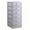 predolo Desktop Drawer Organizer Stacked Design Office Supply Drawer Organizer Rectangular Shape Workspace Storage for Home Desk, 4-Layer White Frame With White Transparent Drawers