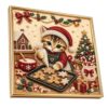 Premium 3D Pearl Christmas Kitty Art Kit，Tiny Tree Decorating Kitty | Painting Kits, DIY Gemstone Beads Craft for Holiday Home Wall Decor, Seasonal Tabletop Display (F)