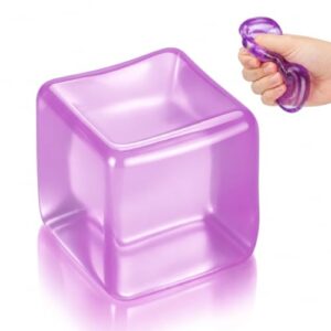 Premium Big Block Stress Cube, Squishy Fidget Toy, 2" Slow Rising Sensory Squeeze Cube Filled with Thick Substance, Classroom Prizes Party Favors for Adults Teens (Purple)