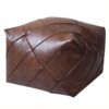 Premium Leather Moroccan Pouffe - Stylish Unpadded Square Footstool - Modern Bean Bag Cover for Home Decor, Comfortable and Chic Living Room