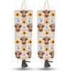 PRESSINART 2Pcs Cow Plastic Bag Holder 22 x 9 Inch Grocery Bag Dispenser Cattle Sunflower Design Polyester Reusable Storage Organizer with 4Pcs Adhesive Hooks for Home Kitchen Pantry Car Decorations