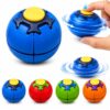 Press to Spin Fidget Ball, Soft TPE Push and Spin Handheld Spinner with Quiet Bearing and Spring-Back Motion, Drop-Resistant Desk Toy Gift for Adults(Blue)
