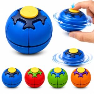 Press to Spin Fidget Ball, Soft TPE Push and Spin Handheld Spinner with Quiet Bearing and Spring-Back Motion, Drop-Resistant Desk Toy Gift for Adults(Blue)