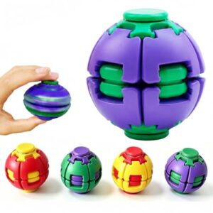 Press to Spin Fidget Spinner, Spin Stress Ball Sensory Fidget Toys, Push Transformable Fidget Ball Desk Fidgets for Adults Teens Anxiety Stress Relief Fidgets Office Desk Toy for Autism ADHD(Purple)