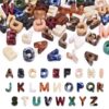 Pretelry 50Pcs Chunky Letter Beads Imitation Gemstone Style Alphabet Beads
